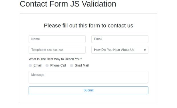 Contact Form JavaScript Validation