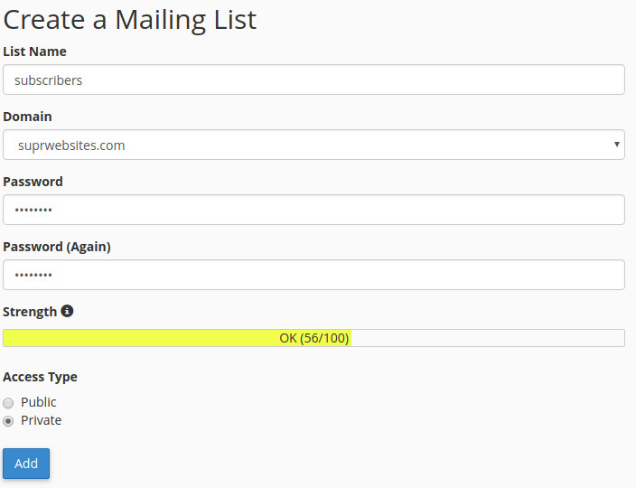 Create Mailing List